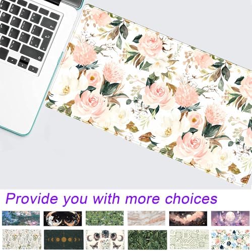 Cute Laptop Mouse Pad Large Desk Mat PC Gaming Desk Pad, Aesthetic Computer Keyboard Mouse Mat for Women Girls Office Decor Pad