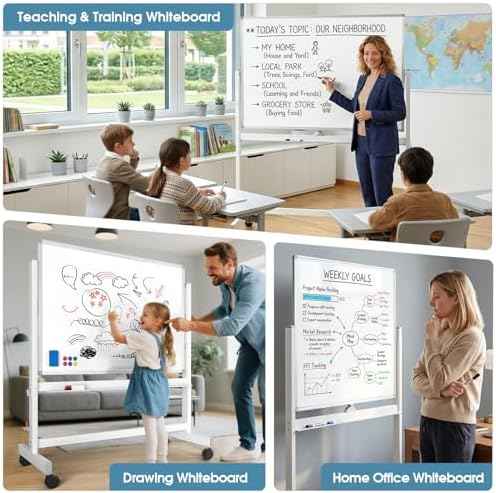 MaxGear Rolling Whiteboard, 48'' x 32'' Mobile White Board on Wheels