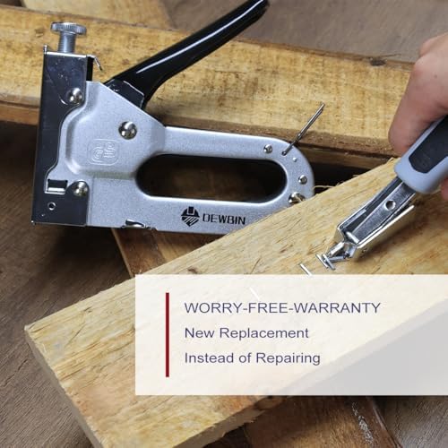 Upholstery Staple Gun Heavy Duty, DEWBIN 4 in 1 Stapler Gun with 2000 Staples, Manual Brad Nailer Power Adjustment Furniture Stapler Gun for Wood, Carpentry, Decoration DIY Staple Gun