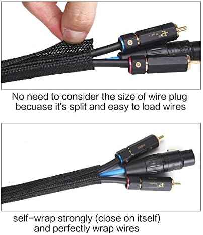 Alex Tech 25ft - 1/2 inch Cord Protector Wire Loom Tubing Cable Sleeve Split Sleeving For USB Cable Power Cord Audio Video Cable – Protect Cat From Chewing Cords - Black