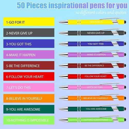 30 PCS Inspirational Pens Bulk with Stylus Tip Gifts Black Ink