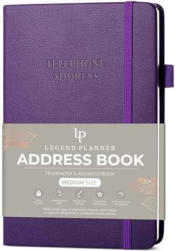 Legend Telephone Address Address Book for Seniors with Tabs, Purple