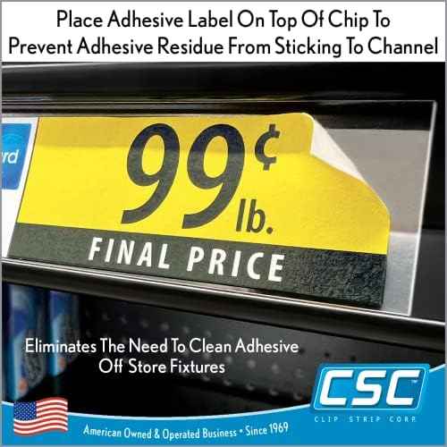 Clip Strip Corp. Price/Data Channel Label Holder Chips, Clear Plastic Tags, 3.5" L x 1.25" H, 7.5 Mil Thick, Gondola Shelf Edge, Reusable, Made for Point of Purchase Shelf Molding (250)