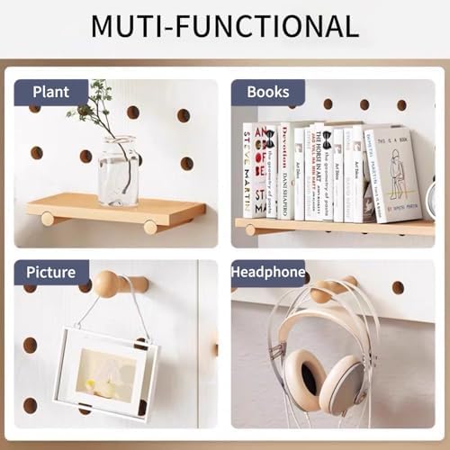 Wooden Desk Shelf Organizer with Adjustable Tiers and Side Hooks