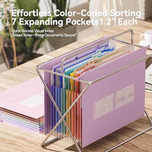 ThinkTex Plastic Expanding Hanging File Folders, 7 * 1.2" Accordion Pockets