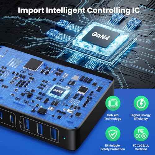 USB C Charger 300W USB C Charger Block,Upgraded GaN IV 8-Port Fast Charging Station Hub,PD 100W Laptop Charging Adapter Compatible with MacBook Pro/Air,DELL,Steam Deck,iPhone 16/15/14,Galaxy S23/22