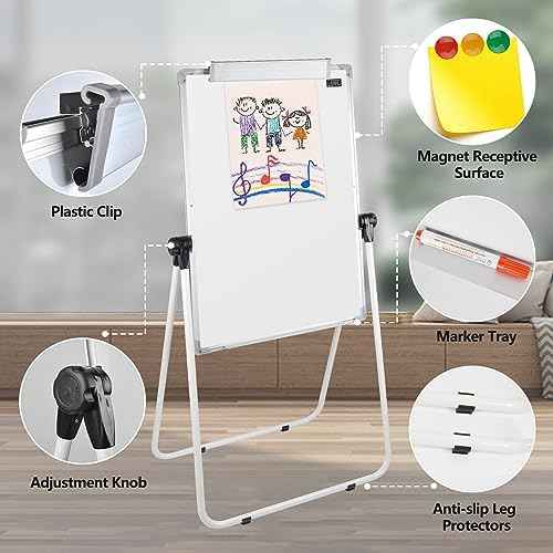 Stand White Board - 36 x 24 Inch Double Sided Magnetic Dry Erase Board with Stand Height Adjustable, 3' x 2' Flip Chart Easel Stand Portable(White)