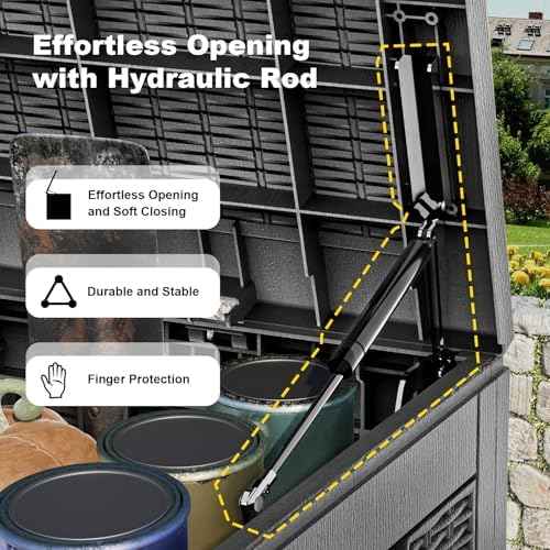 PatioZen 150 Gallon Resin Deck Box, Lockable Patio Outdoor Storage Box for Furniture, Garden Tools and Tools Storage, Waterproof Outside Storage Boxes - Black