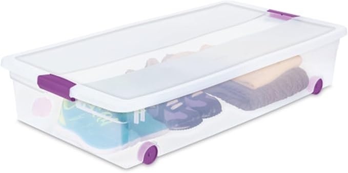 Sterilite 16-Pack 60 Quart ClearView Latch Box, Wheeled Underbed Organizer Bins - Image 7