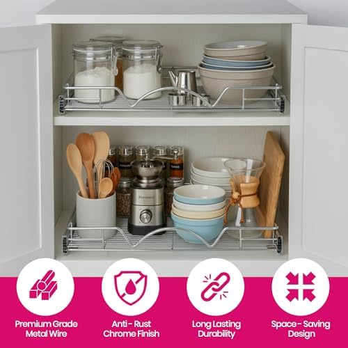 HOLD N' STORAGE Pull Out Cabinet Organizer, Heavy Duty-w/Lifetime
