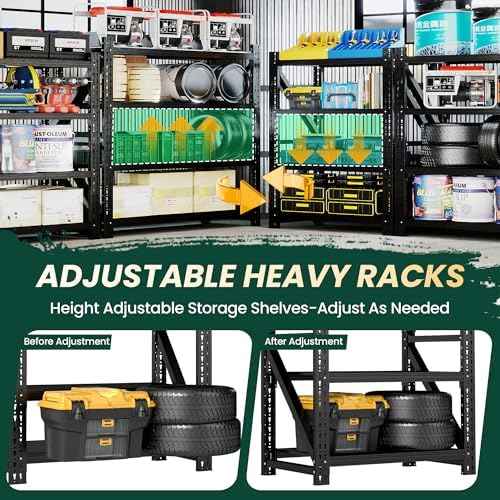 Heavy Duty Garage Storage Shelves, 71" Wide Metal Shelving Unit, 6000LBS Capacity, 4-Tier Adjustable Industrial Rack for Warehouse Basement Shop, 71" W x 24" D x 69" H