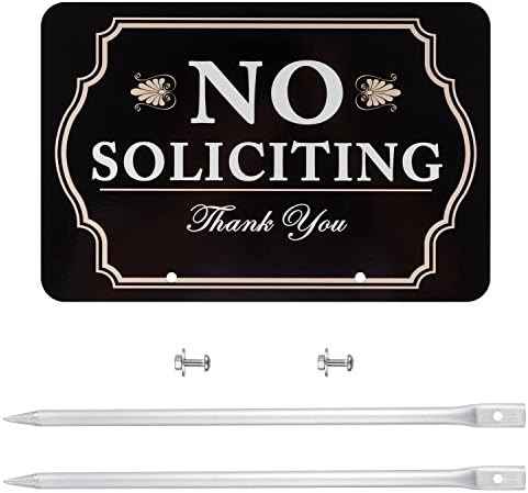 Kichwit No Soliciting Sign for House with Stakes, 12 x 8 Inch/21 Inch High