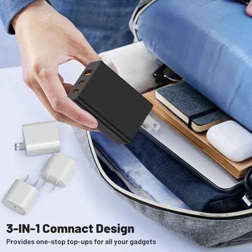 USB C Charger Block,65W GaN Super Fast Charging Station Hub,USB C Cube Plug,100W Type C Power Adapter Brick Box for MacBook Pro/Air,iPad,Apple iPhone 17 16 15 Pro Max,Samsung Galaxy S26+ S25 S24 Ultra