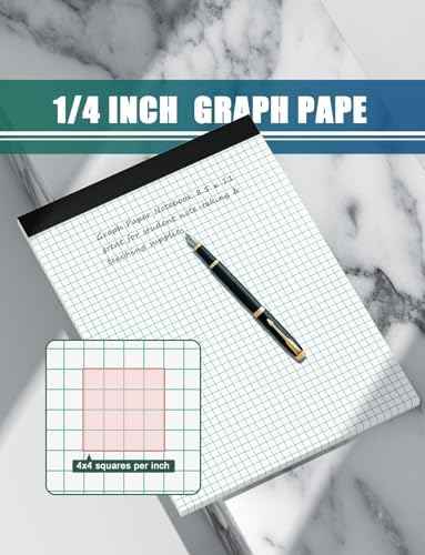 Graph Paper Pads 8.5 x 11, 4x4 Graph Ruled, 2 Pack 1/4 Graph Paper Pads