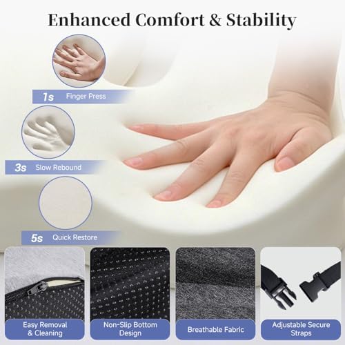 Car Seat Cushion, Truck Driver Seat Cushion L-Shaped Lumbar Support Pillow, Memory Foam Seat Cushion Ergonomic Back Support, Comfort & Support for Long Sitting, Alleviate Back Pain