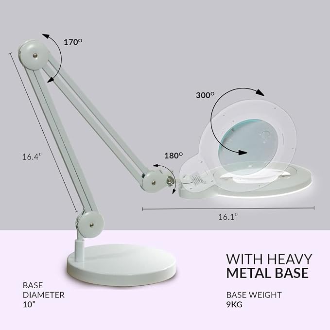 Neatfi XL Bifocal LED Magnifying Lamp, 7-Inch Acrylic Lens, 5D/20D Magnification - Image 4