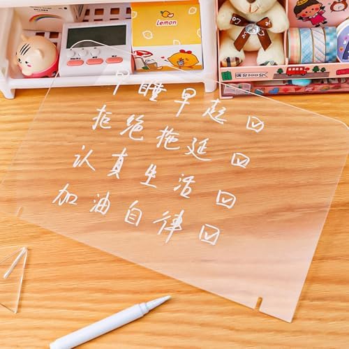 5pcs Transparent Acrylic Desktop Writing Boards Simple Memo Message Boards for Office Home Use Reusable Clear Whiteboards for Notes and Reminders