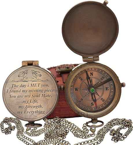 Engraved Compass, Gift for Husband,Anniversary,Wedding Him, Long Distance Boyfriend Gift, Fiance I Miss You Relationship Army (The Day Met You), 2 inches Inch