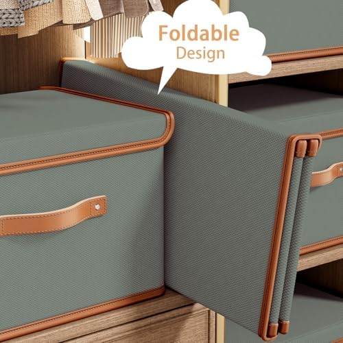 Tuza 2 Pack Storage Bins with Lids, Collapsible Closet Organizer
