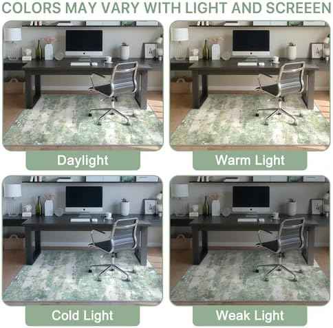Office Chair Mat for Hardwood Tile Floor, Abstract 48"X 72" Desk Mats for Office Chair on Rolling Chairs Carpet, Desk Anti-Slip 1/5" Thick Rug for Computer Chair, Thin Low-Pile Floor Mat, Green