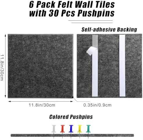 Large Cork Board 36" x 24", 6 Pack Felt Bulletin Board Pin Boards
