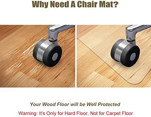 Kuyal Clear Chair Mat, Hard Floor Use, 48" X 53" Desk Chair Mat