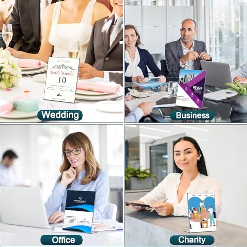 Acrylic Sign Holder 4x6, 22 Pack Clear Plastic Table Paper Display Stand, L-Shape Vertical Menu Holder Stand, Clear Picture Photo Flyer Display Stand for Restaurants, Store Show, Office Deskt