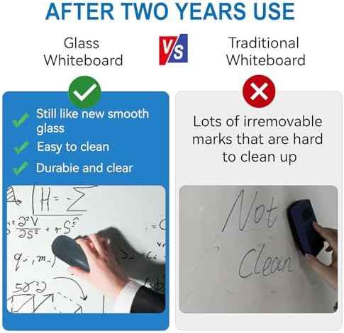 Glass Dry Erase White Board - 48 x 36 Inches Magnetic Glass Whiteboard for Wall Mounted, 4' x 3' Frameless Boards for Classroom Home, Office Supplies