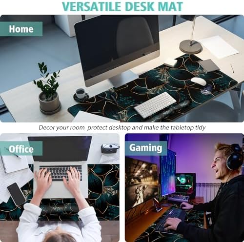 Keyboard Mouse Pad Set,Large Gaming Mouse Pad+Keyboard Wrist Rest+Wrist Rest+Coaster,Computer Desk pad Set Wrist Support for Office Desktop Laptop. (35.4" x 15.7") Extended Desk Mat (Floral)