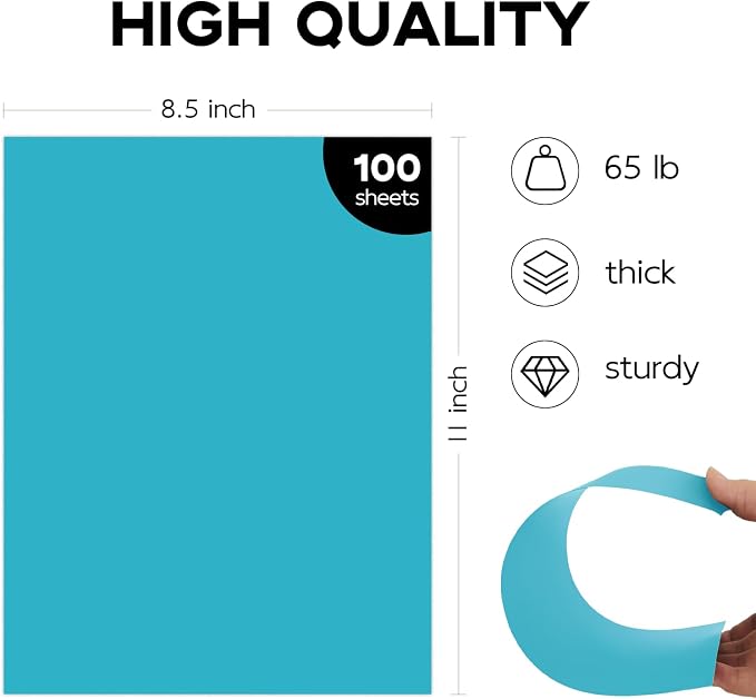 100 Sheets Light Blue Cardstock 8.5 x 11 65lb Pastel Paper, Goefun Blue Card - Image 2