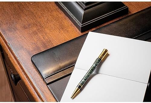 Classic Leather Desk Pad with Side Rails - Luxury Leather Desk Blotter for Writing - Padded Executive Desk Surface Protector - (Black, 34” x 20”) - Dacasso