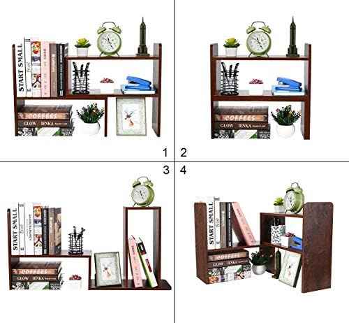 PAG-Mass Desktop Bookshelf Freestanding Wooden Countertop Bookcase Accessories Organizer Display Rack Dorm Desk Storage Shelf