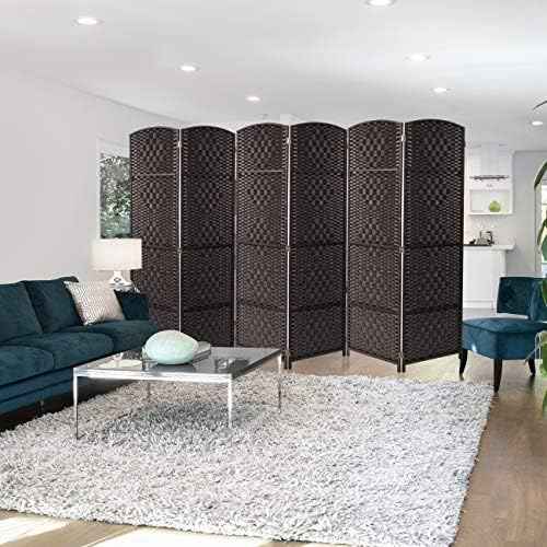 Sorbus 6 Panel Room Divider 6 ft. Tall - Privacy Screen, Extra Wide Double Hinged Panels, Diamond Double-Weaved, Partition Room Dividers and Folding Privacy Screens, Wall Divider for Room Separation