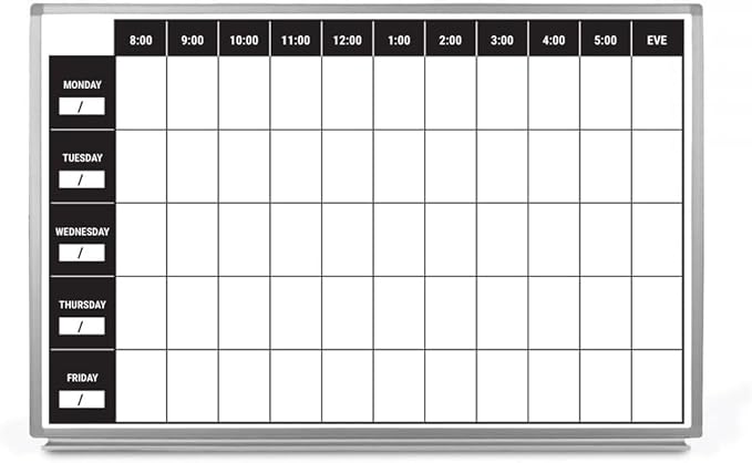Work Week Dry-Erase Scheduling Whiteboard 36" x 24" by CreativeSafetySupply