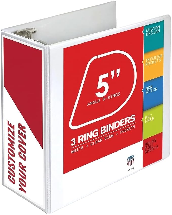 3 Ring Binder, Professional Angle D Ring Binder 5 Inch, Presentation Folder by Unknown
