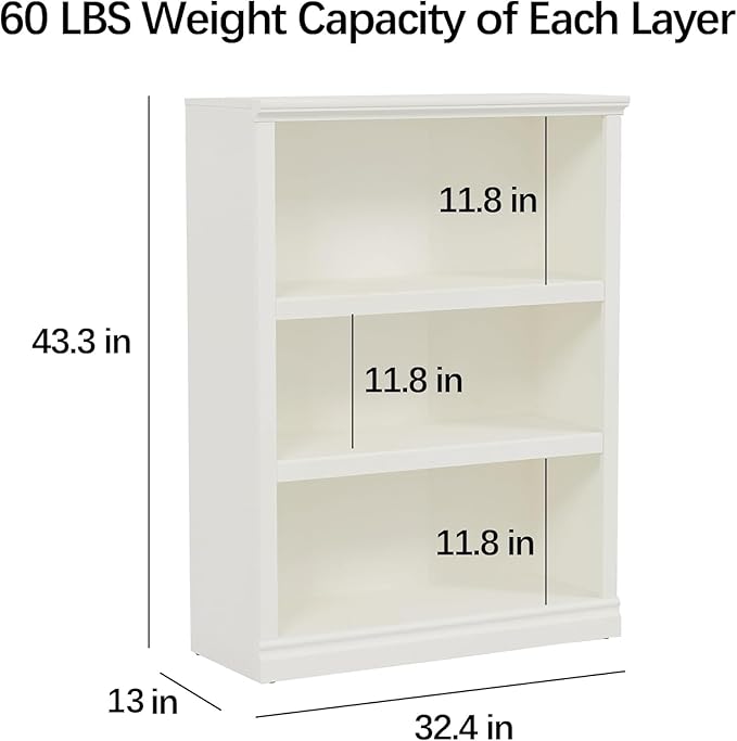 Bevfint 43 in Tall Bookcase, 3-Tier Bookshelf Open Storage, 33 inch Wide Floor - Image 3