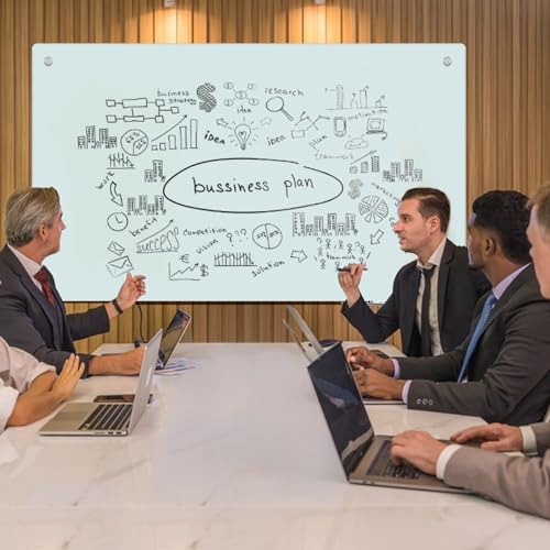 Magnetic Glass Whiteboard - Glass Dry Erase Board 48"x36" Large Frameless Board for Walls Office School and Home