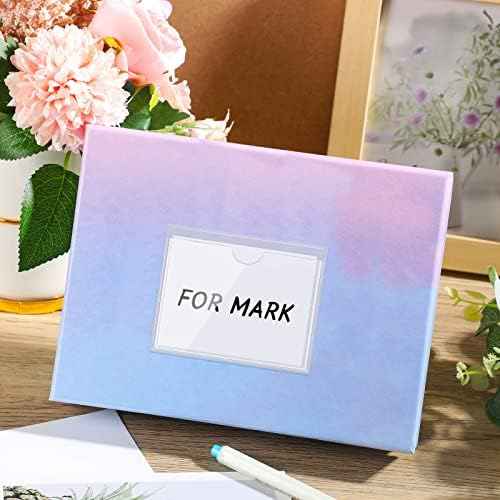 Chinco 50 Pack 3.1" x 3.9" Clear Adhesive Pockets, Index Card Pockets With Top Open Loading, Plastic Labels Holders for Organizing Storage Bins, Library Card, Drawer, and Protecting Your Cards