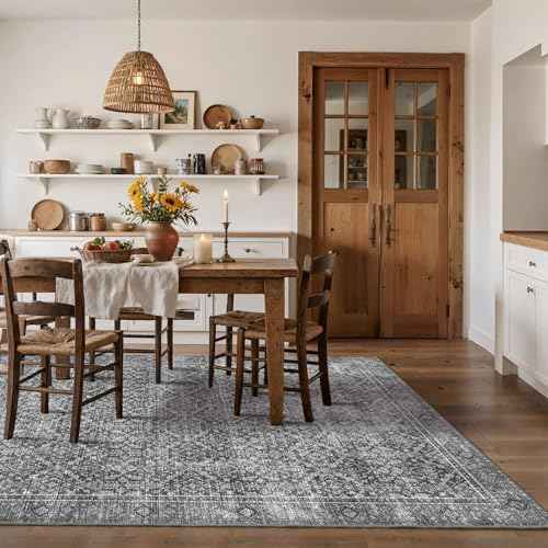 6x9 Washable Area Rugs for Living Room Bedroom Dining Room, Grey