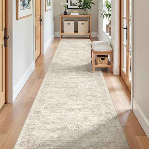 2x10 Runner Rug Non Slip,Washable Hallway Runner Rug,Beige