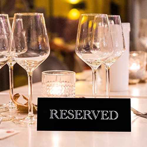 6 Pieces Black Acrylic Reserved Table Signs Large 7.9 x 2.7 Inch