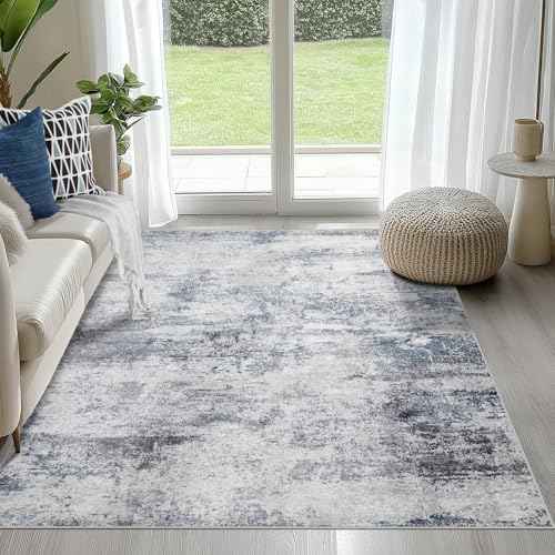 4x6 Area Rugs for Living Room Washable Bedroom Dining Room Blue Grey