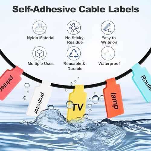 40 Pack Cable Labels Tags, Multi-Color Write On Wire Cord Tags and Charger Labels Waterproof for Cable Management and Identification Electronics (Rectangular)