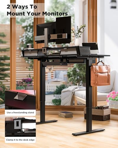 FiCiHi 48x24 Inch Electric Standing Desk, 4 Drawers, Adjustable Height Desk