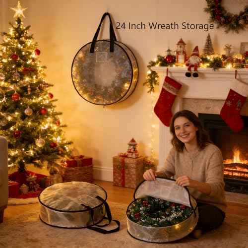 2 Pack Wreath Storage Bag, Summer, Christmas Decoration Garland