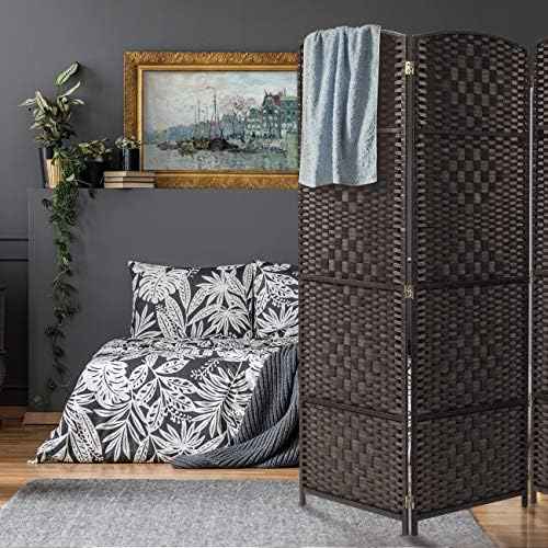 Sorbus 6 Panel Room Divider 6 ft. Tall - Privacy Screen, Extra Wide Double Hinged Panels, Diamond Double-Weaved, Partition Room Dividers and Folding Privacy Screens, Wall Divider for Room Separation