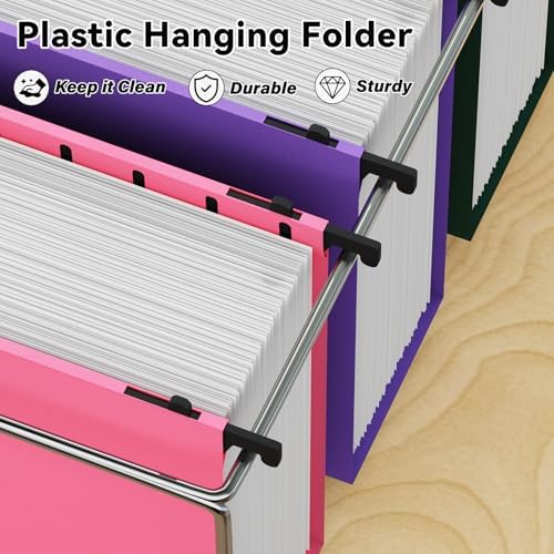 ANSOOK Plastic Hanging File Folders Letter Size, 3 Inch Reinforce
