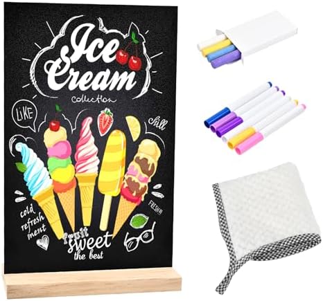 NACHLYNN 8 x 12 inch Small Chalkboard Signs with Wood Base Stand Double Sided Chalk Board Sign Message Board for Tables Decorations Home Party Kitchen Wedding (8 x 12 in)