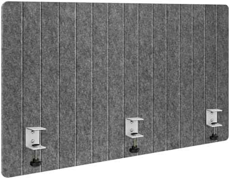 48" Desktop Privacy Screen - Sound Absorbing Felt Panel, Clamp-On Foldable Office Divider for Desk, Dark Grey