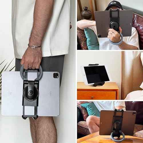 Tablet Stand - Compatible with iPad, iPad mini, and Most 6-Inch-13-Inch Tablets, Adjustable Commercial POS Holder with 360-Degree Swivel, for Retail, Classroom, Business, and Home, Black